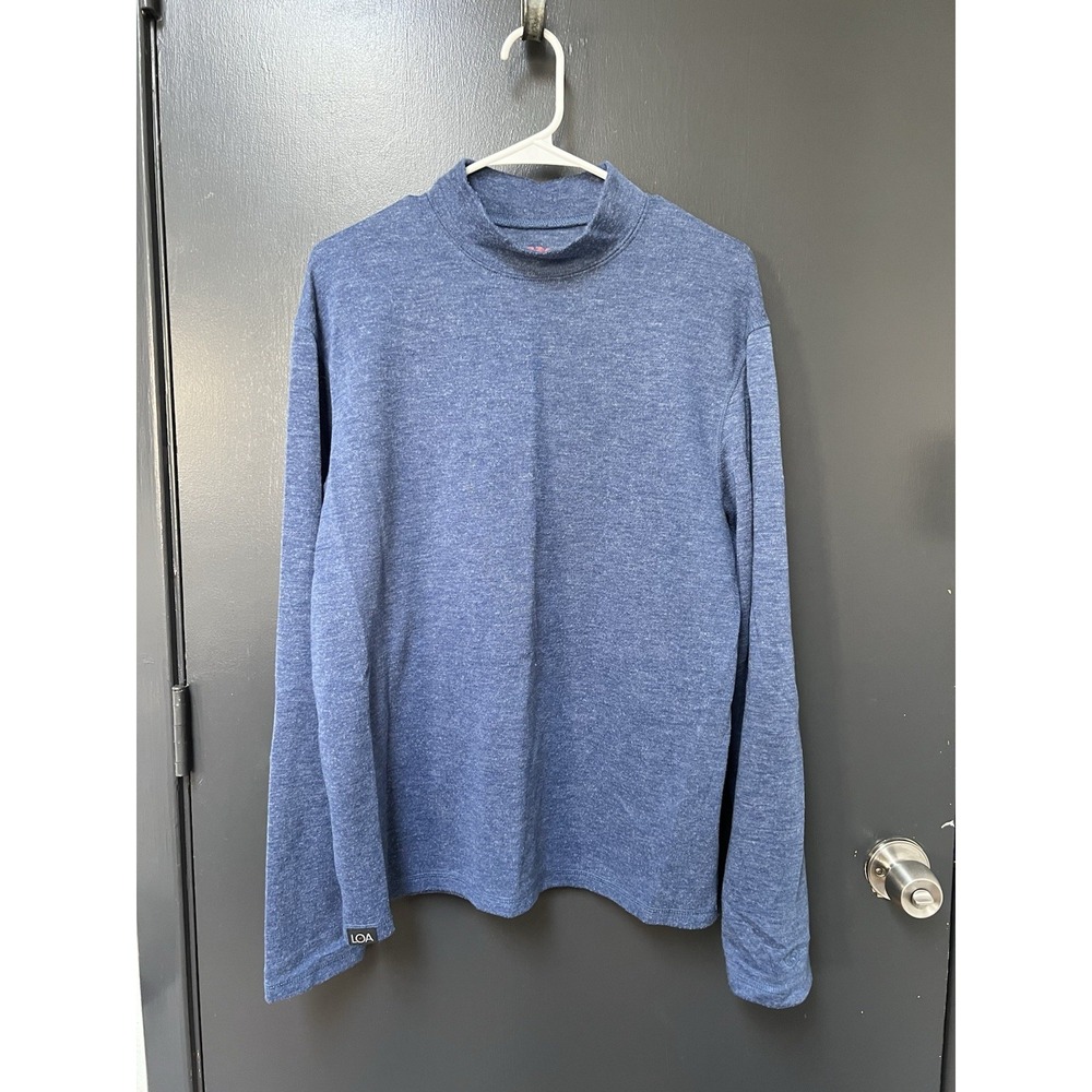 Rail Riders Mens Blue High Neck Long Sleeve Pullover Shirt Sz L